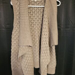 LOFT Women's Tan Open-Front Cardigan